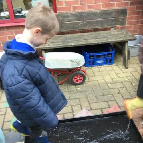 Our core text is 'We're Going on a Bear Hunt', so we went off to find one...